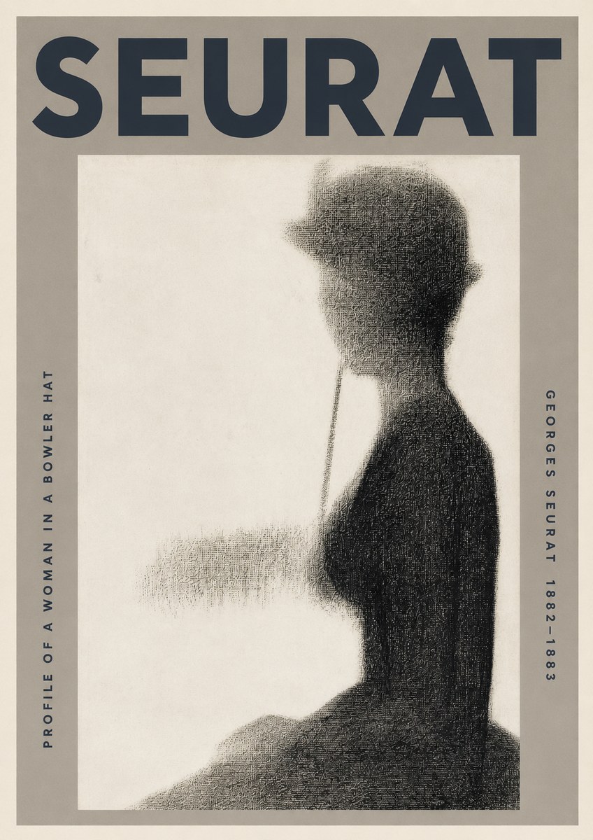 Seurat Profile of a Woman in a Bowler Hat No3 - Juliste