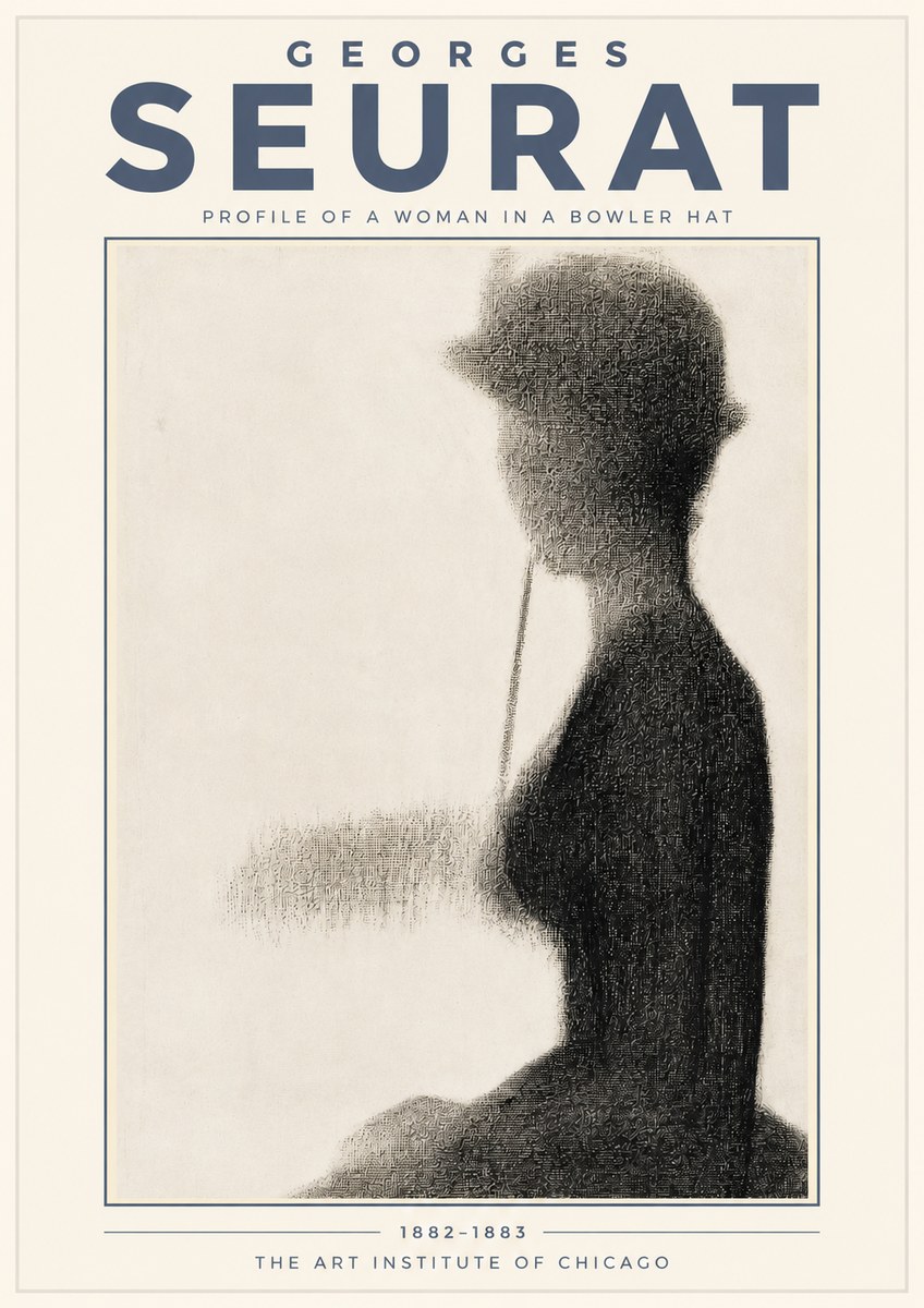Seurat Profile of a Woman in a Bowler Hat No4 - Juliste