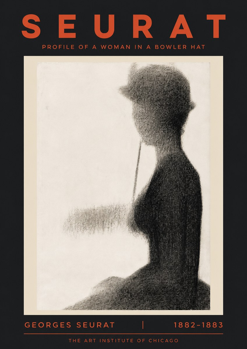 Seurat Profile of a Woman in a Bowler Hat No5 - Juliste