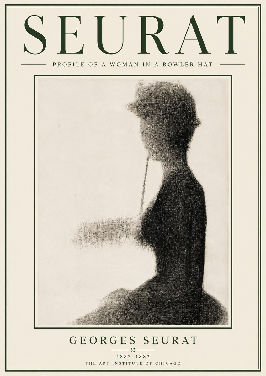 Seurat Profile of a Woman in a Bowler Hat No6 - Juliste