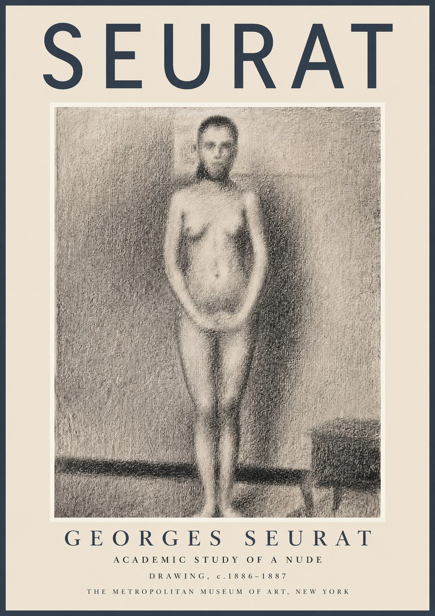 Seurat Academic Study of a Nude No2 - Juliste
