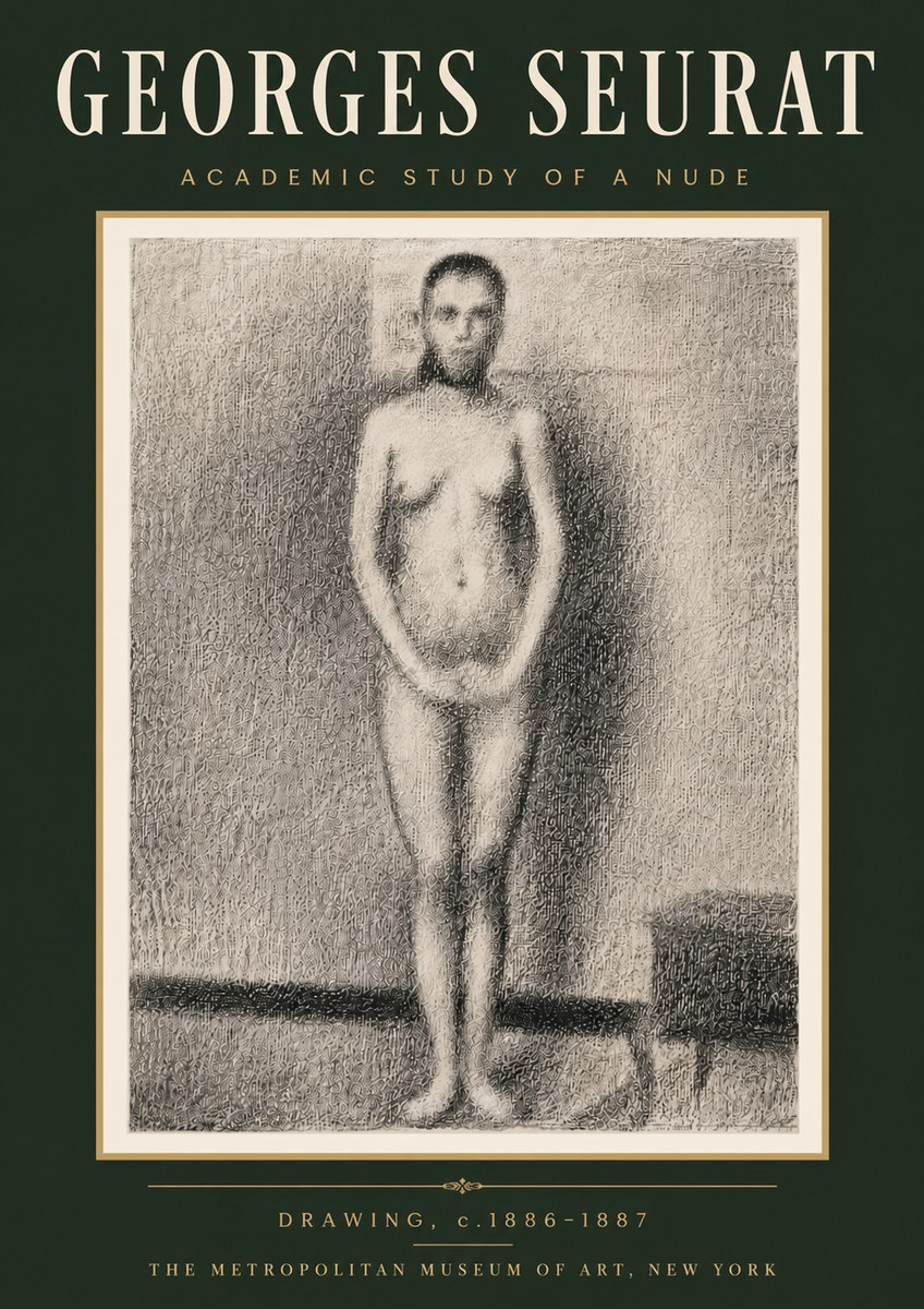 Seurat Academic Study of a Nude No6 - Juliste