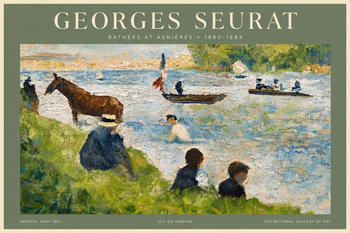 Seurat Bathers at Asnières II No6 - Juliste