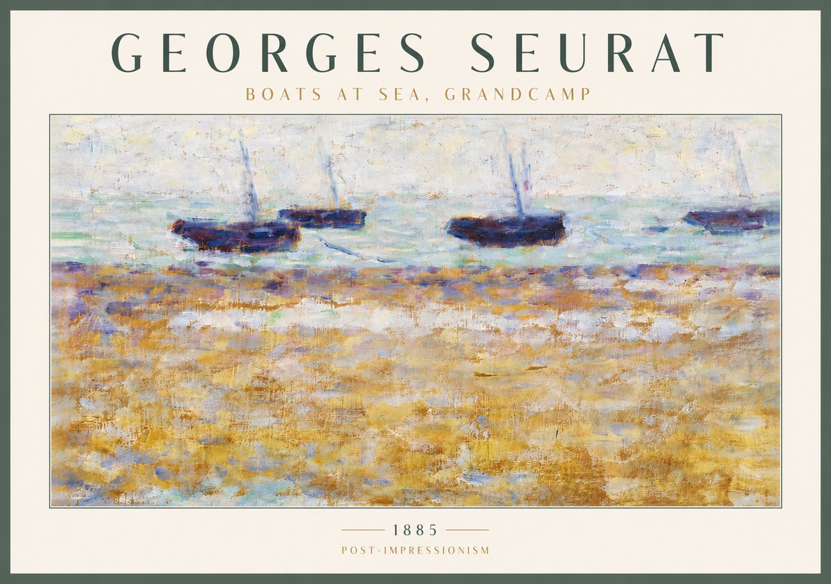 Seurat Boats at Sea, Grandcamp No5 - Juliste