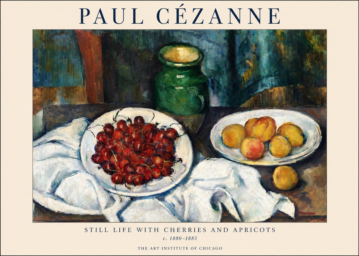 Paul Cézanne Still Life with Cherries and Apricots No1 - Juliste