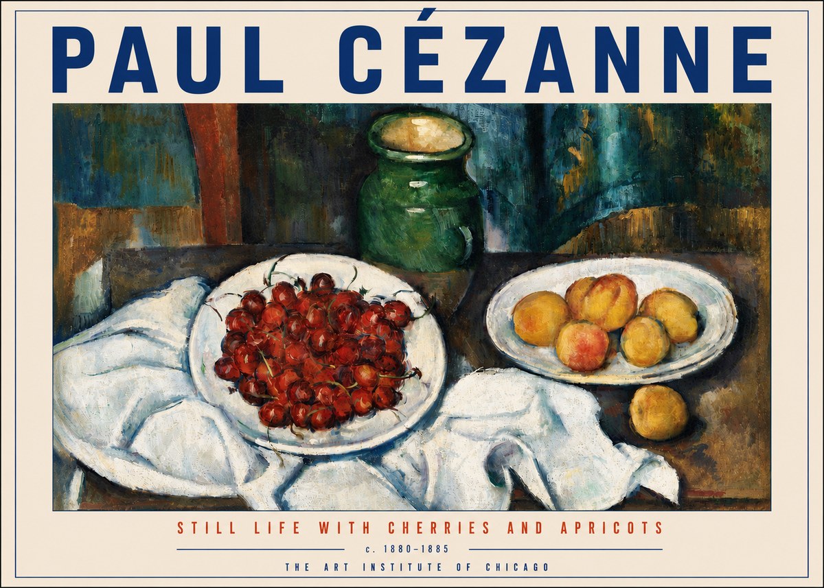 Paul Cézanne Still Life with Cherries and Apricots No4 - Juliste