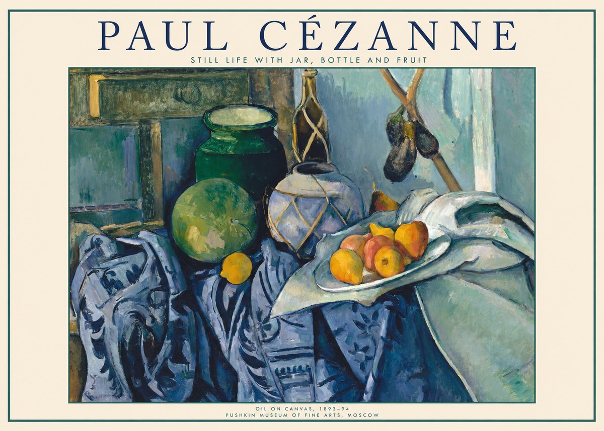 Paul Cézanne Still Life with Jar, Bottle and Fruit No1 - Juliste