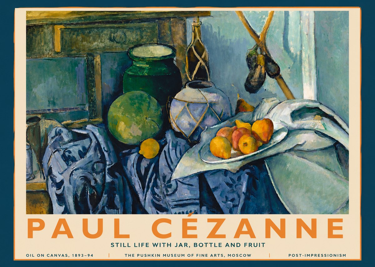 Paul Cézanne Still Life with Jar, Bottle and Fruit No3 - Juliste