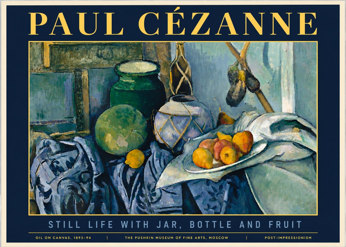 Paul Cézanne Still Life with Jar, Bottle and Fruit No6 - Juliste
