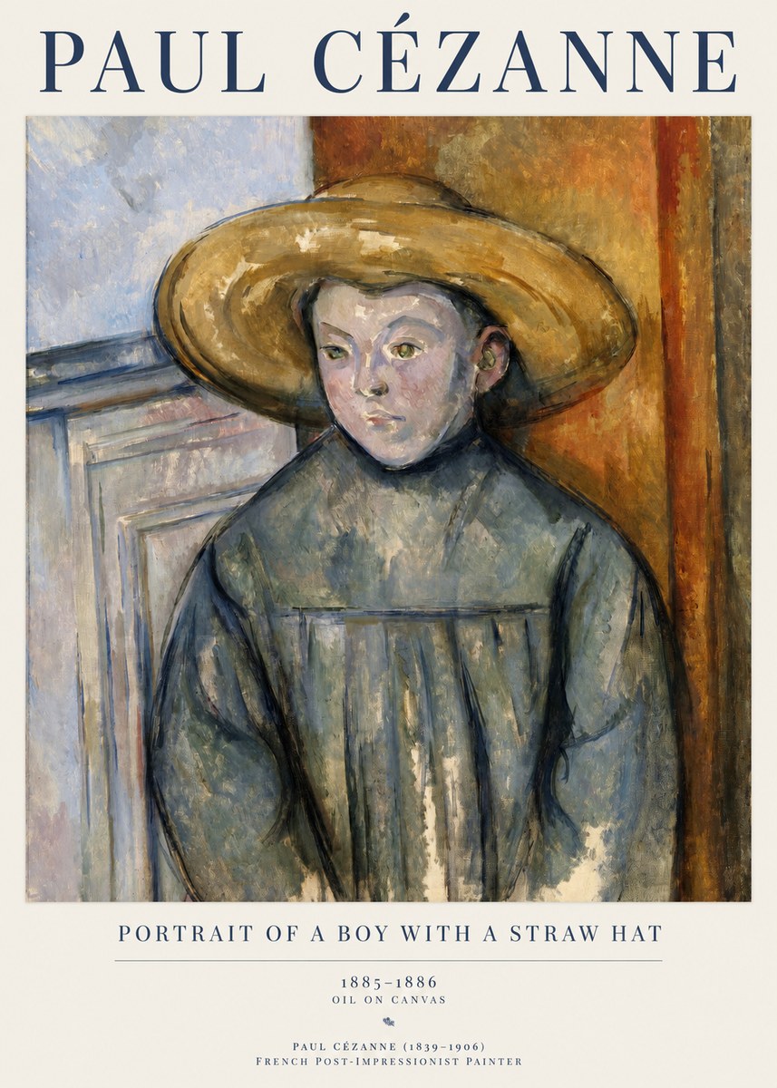Paul Cézanne Portrait of a Boy with a Straw Hat No1 - Juliste