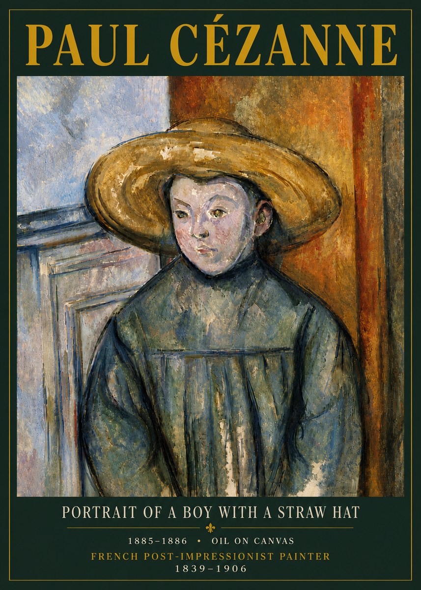 Paul Cézanne Portrait of a Boy with a Straw Hat No6 - Juliste