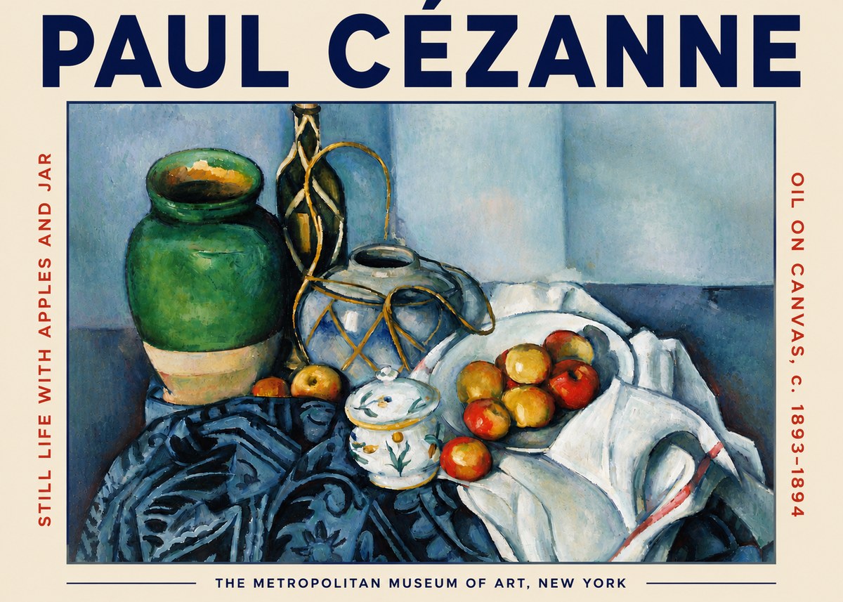 Paul Cézanne Still Life with Apples and Jar No4 - Juliste