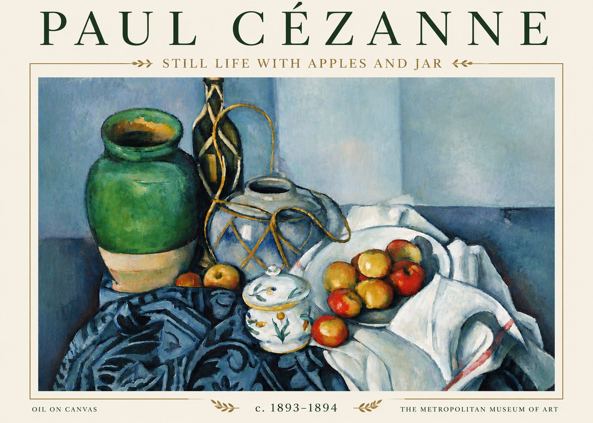 Paul Cézanne Still Life with Apples and Jar No5 - Juliste