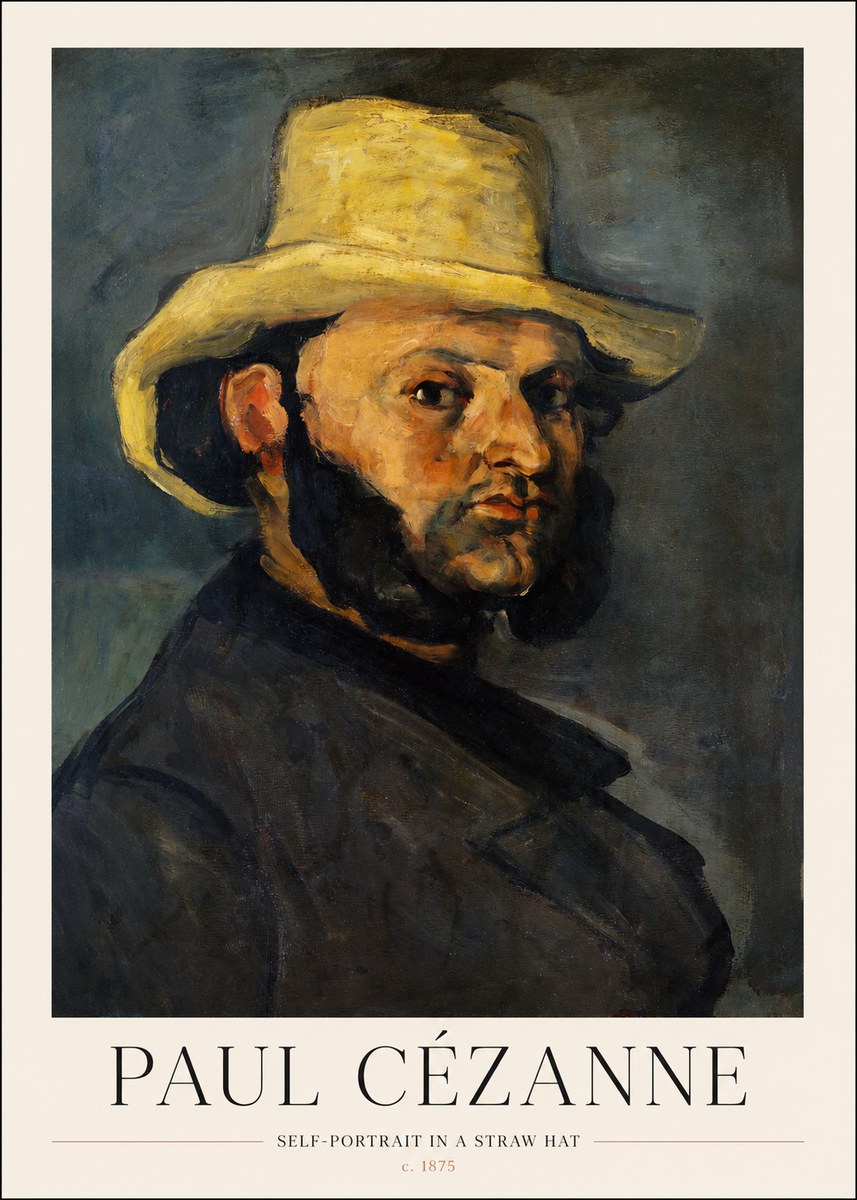 Paul Cézanne Self-portrait in a Straw Hat No1 - Juliste