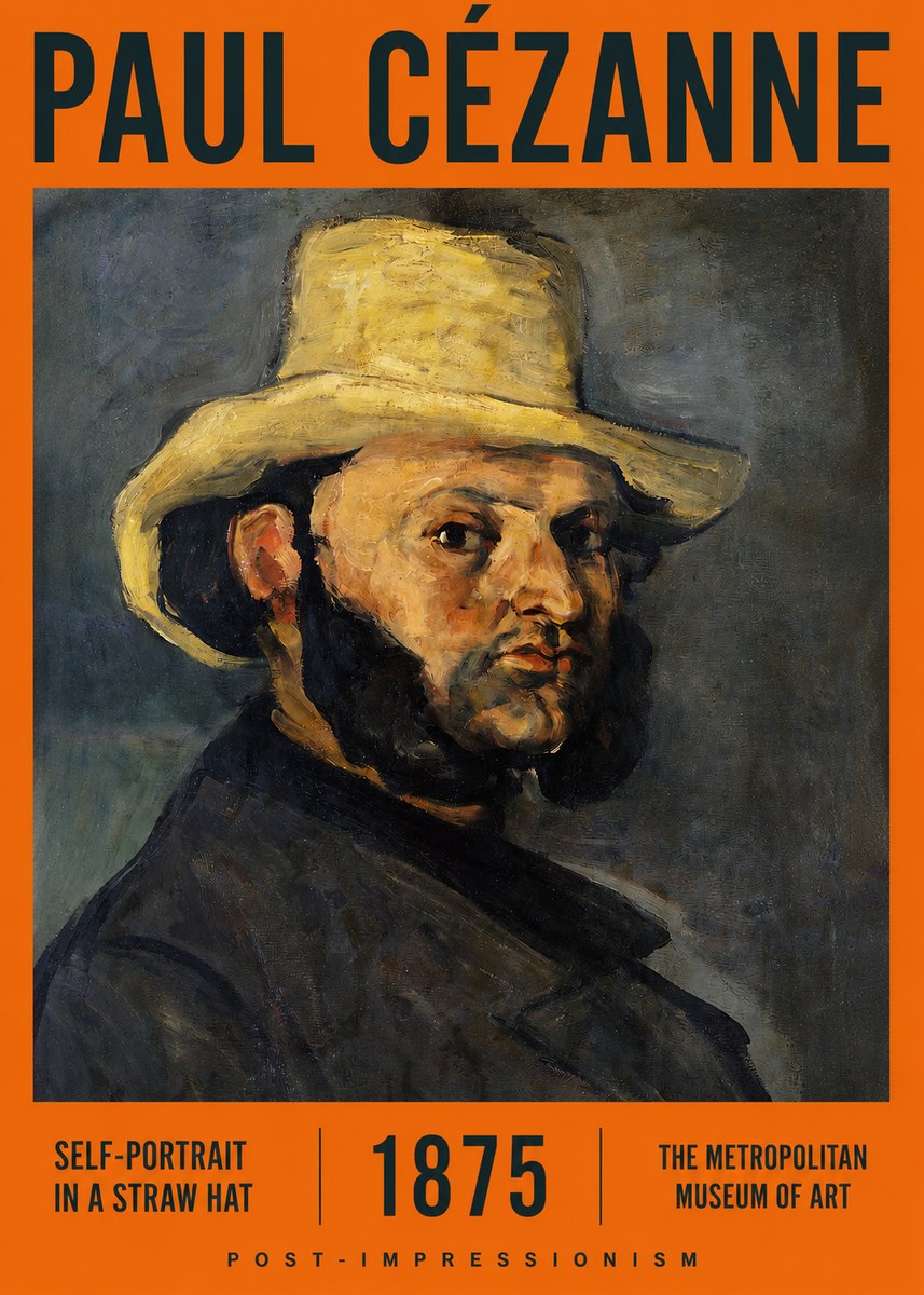 Paul Cézanne Self-portrait in a Straw Hat No2 - Juliste