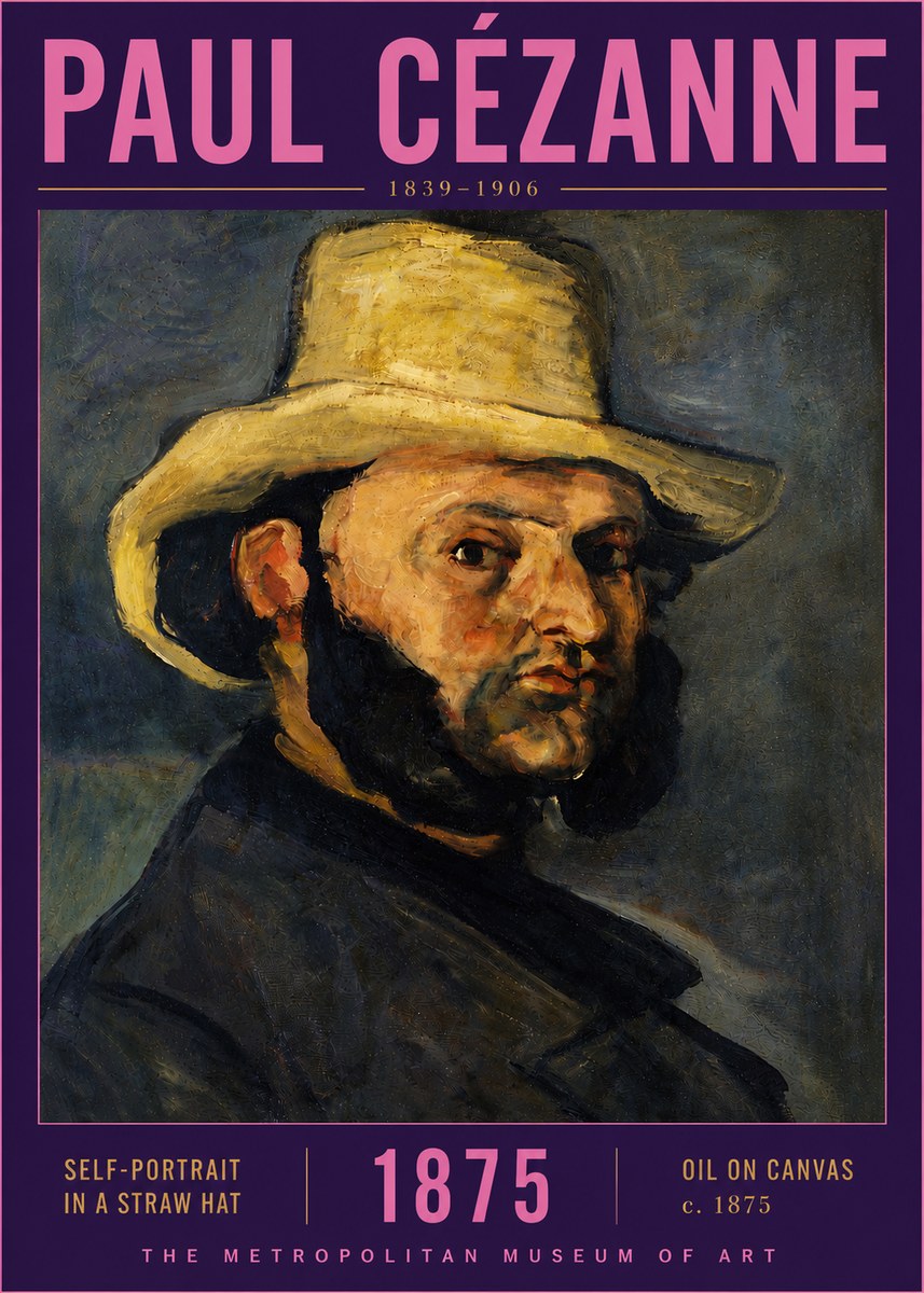 Paul Cézanne Self-portrait in a Straw Hat No5 - Juliste
