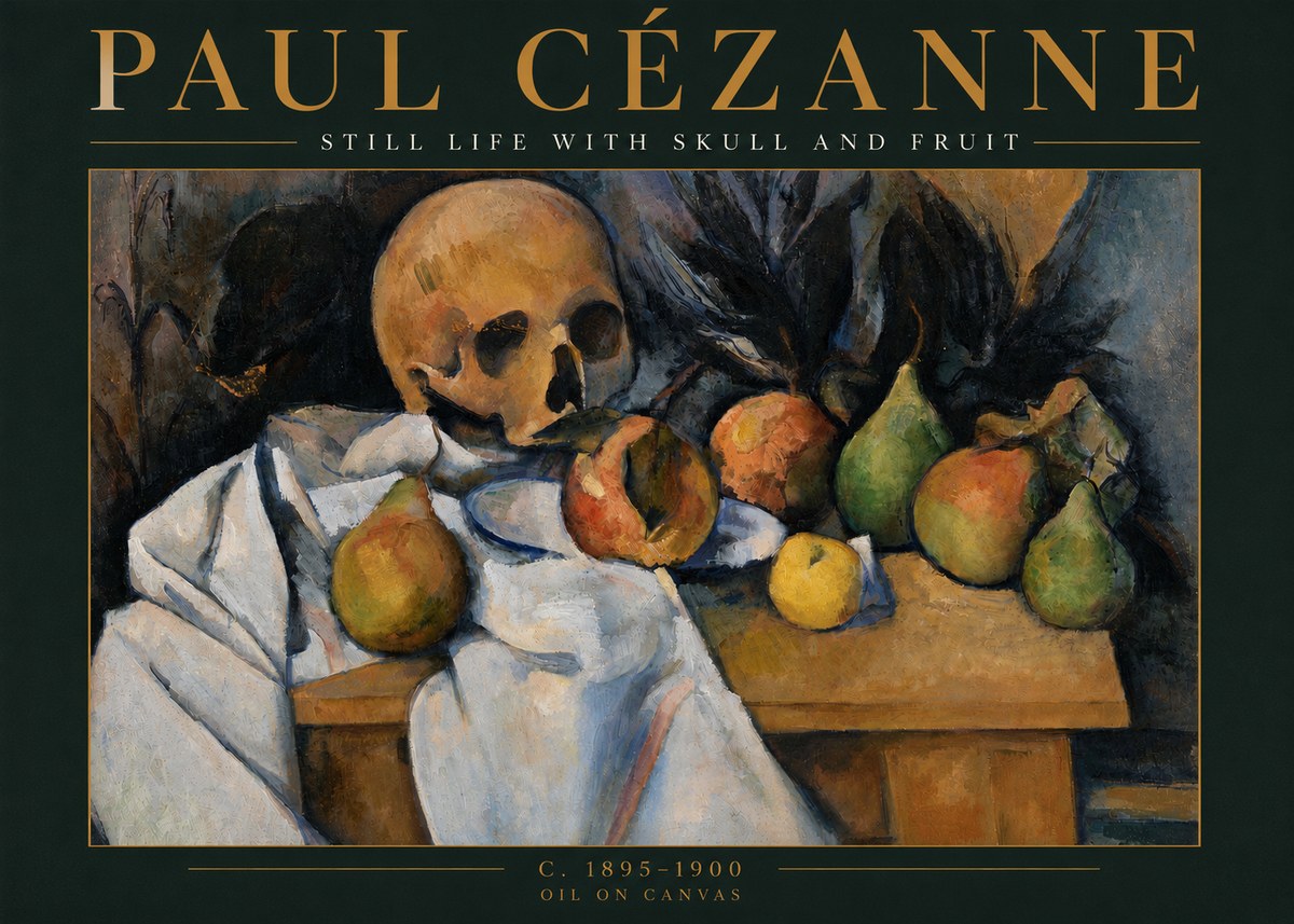 Paul Cézanne Still Life with Skull and Fruit No3 - Juliste