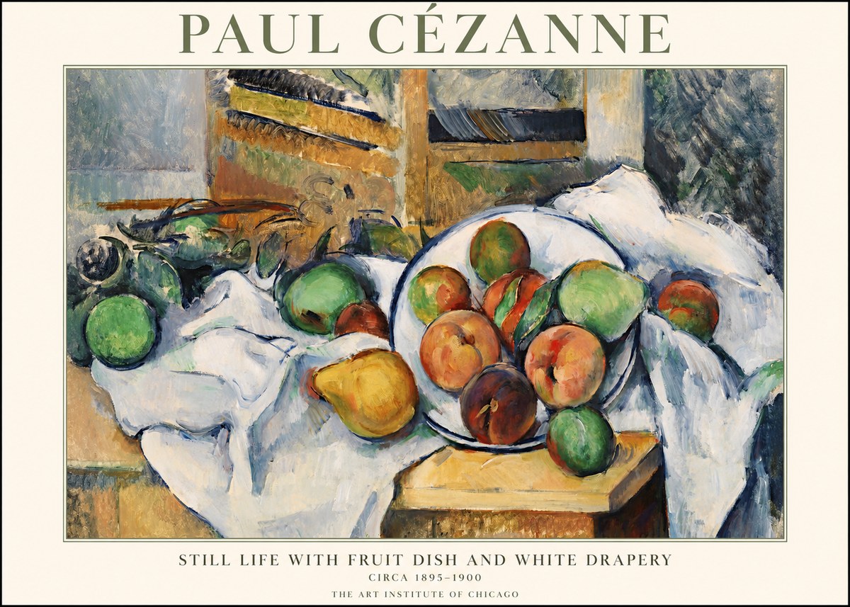 Paul Cézanne Still Life with Fruit Dish and White Drapery No1 - Juliste