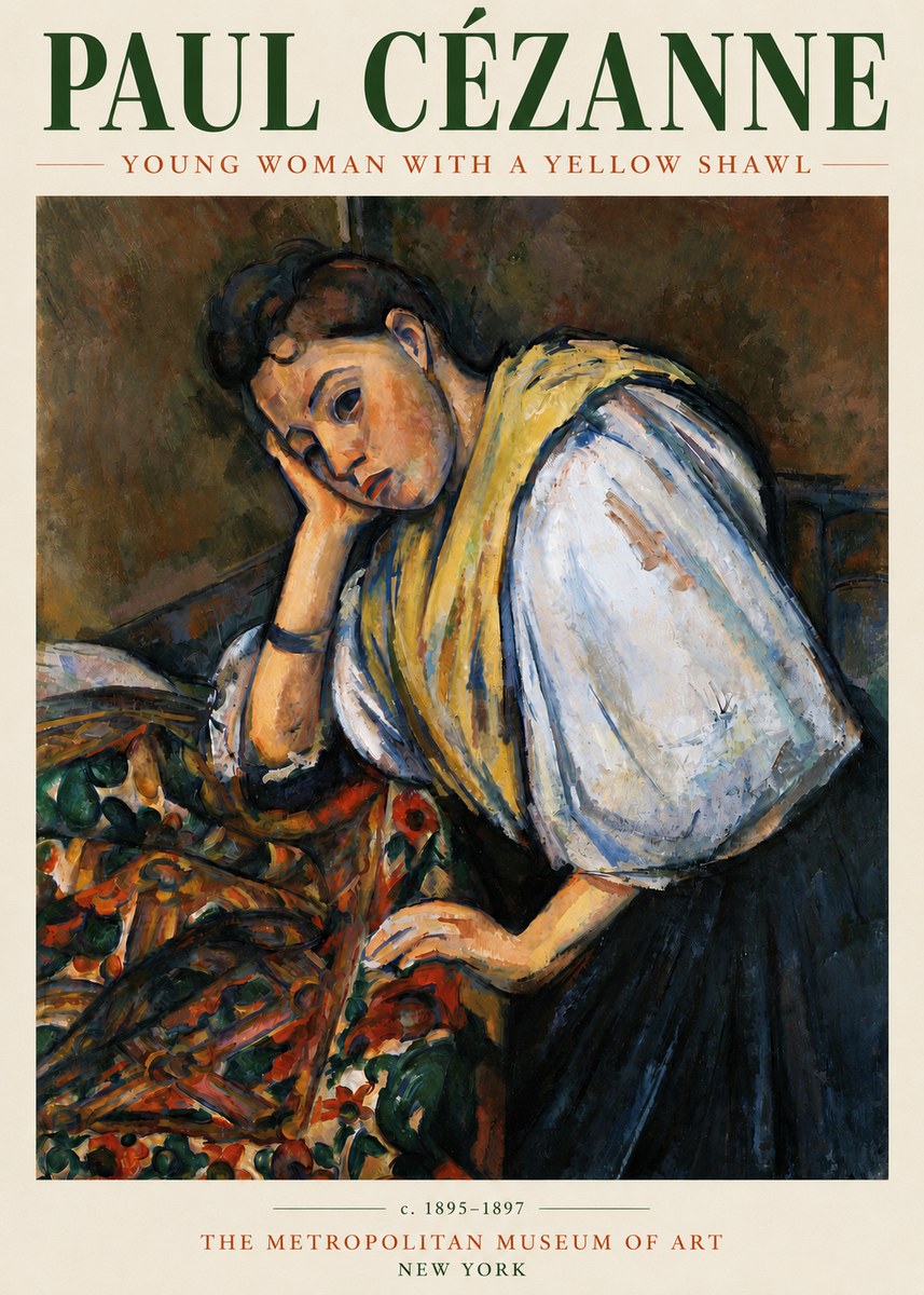 Paul Cézanne Young Woman with a Yellow Shawl No3 - Juliste