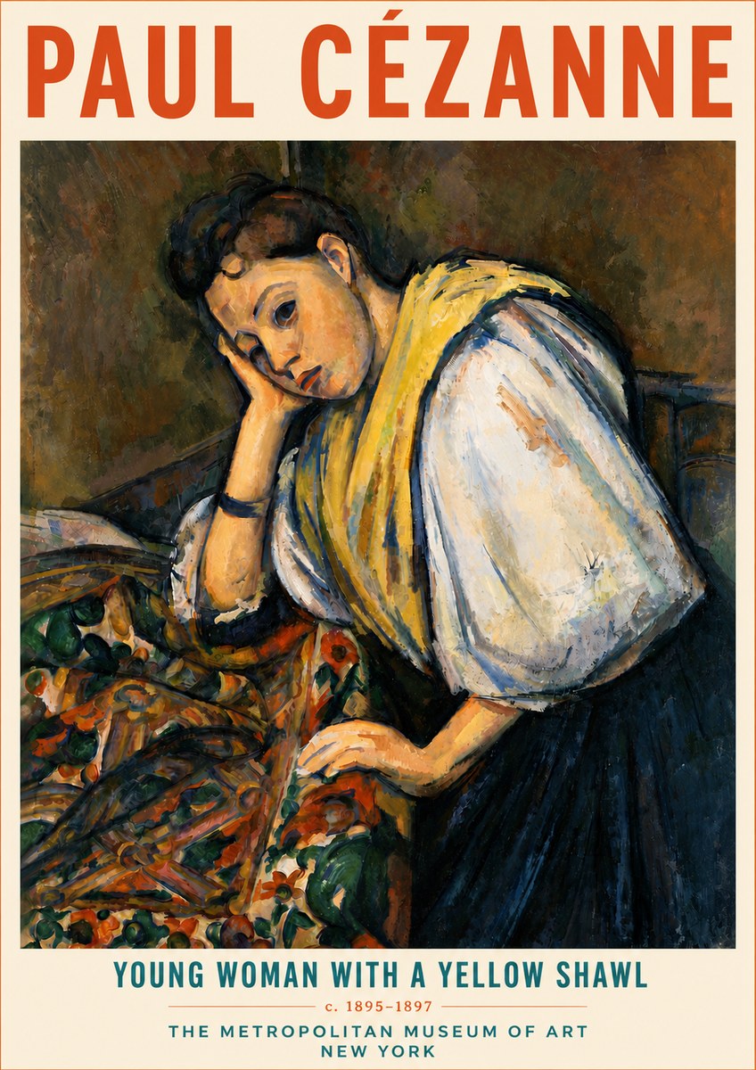 Paul Cézanne Young Woman with a Yellow Shawl No5 - Juliste