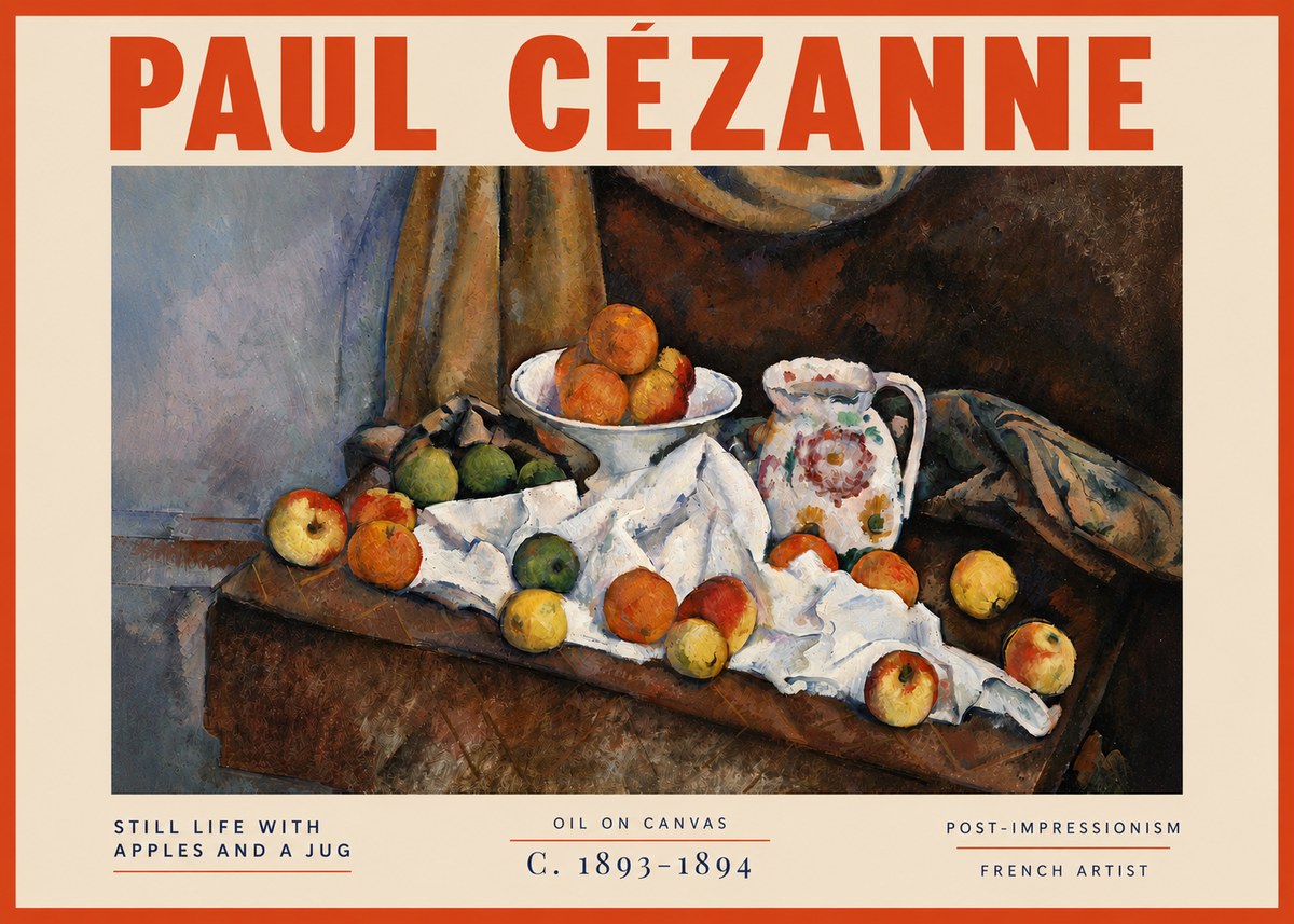 Paul Cézanne Still Life with Apples and a Jug No5 - Juliste
