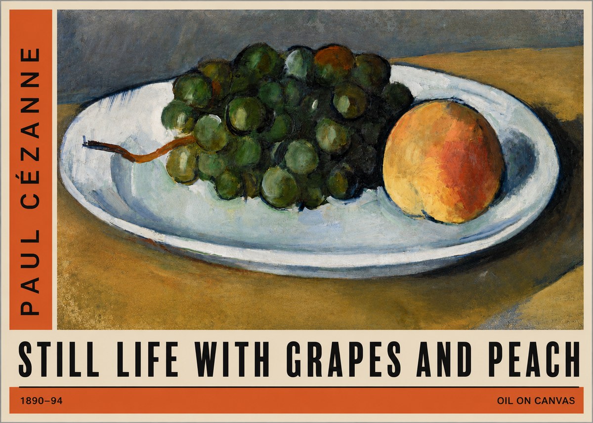 Paul Cézanne Still Life with Grapes and Peach No2 - Juliste