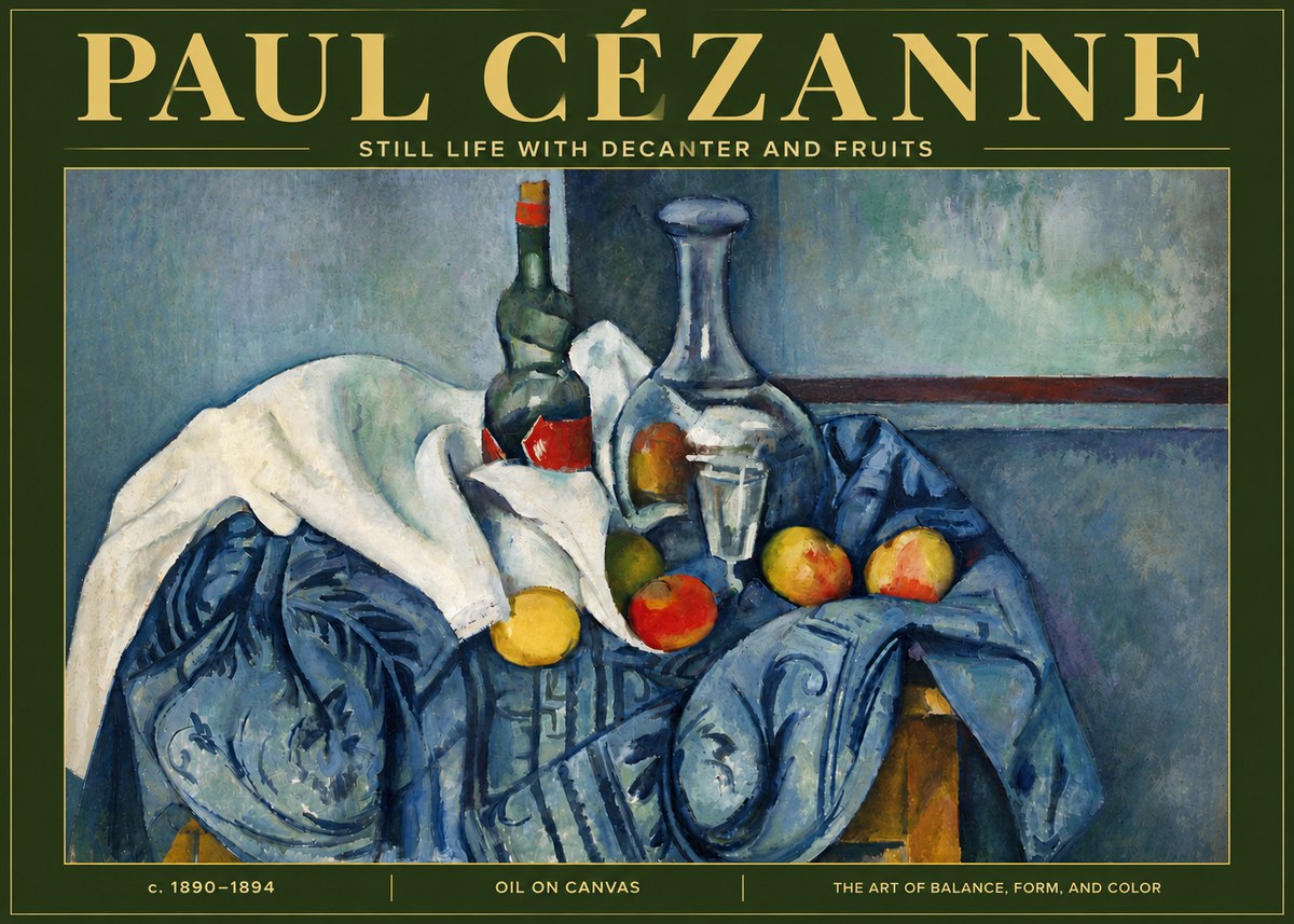 Paul Cézanne Still Life with Decanter and Fruits No5 - Juliste