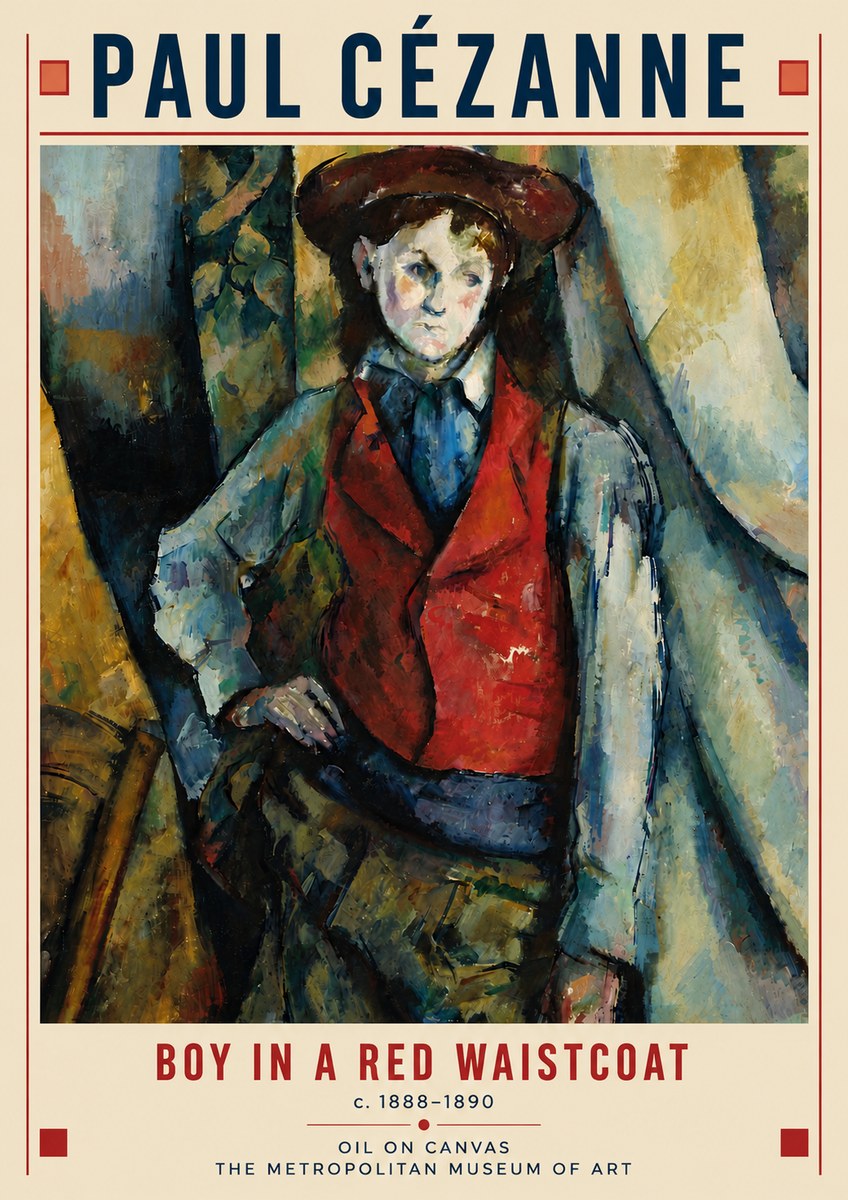 Paul Cézanne Boy in a Red Waistcoat No6 - Juliste