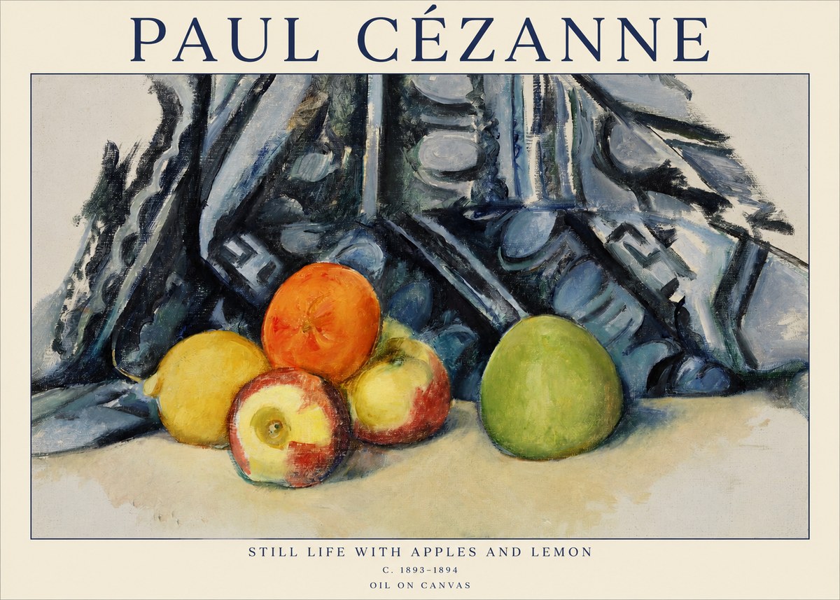 Paul Cézanne Still Life with Apples and Lemon No1 - Juliste