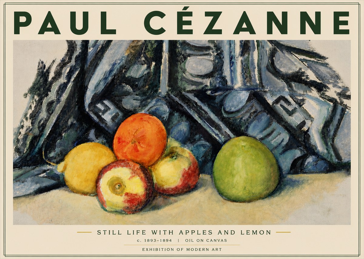 Paul Cézanne Still Life with Apples and Lemon No4 - Juliste