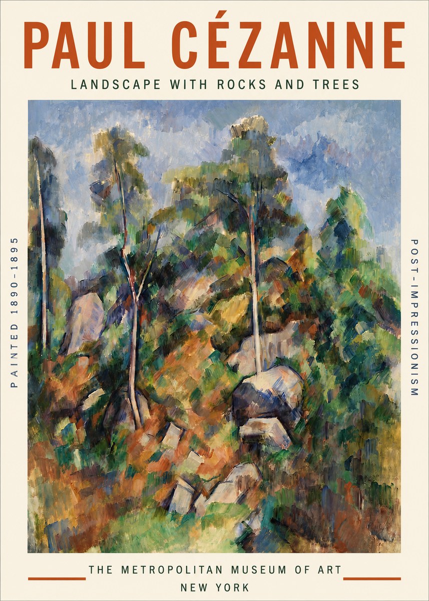 Paul Cézanne Landscape with Rocks and Trees No3 - Juliste