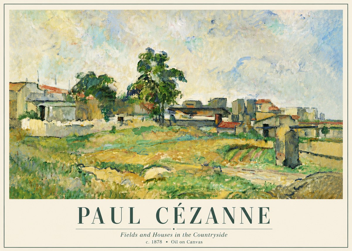 Paul Cézanne Fields and Houses in the Countryside No6 - Juliste