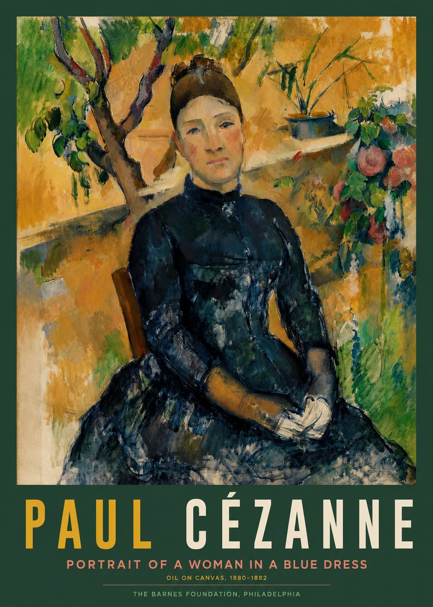 Paul Cézanne Portrait of a Woman in a Blue Dress No2 - Juliste