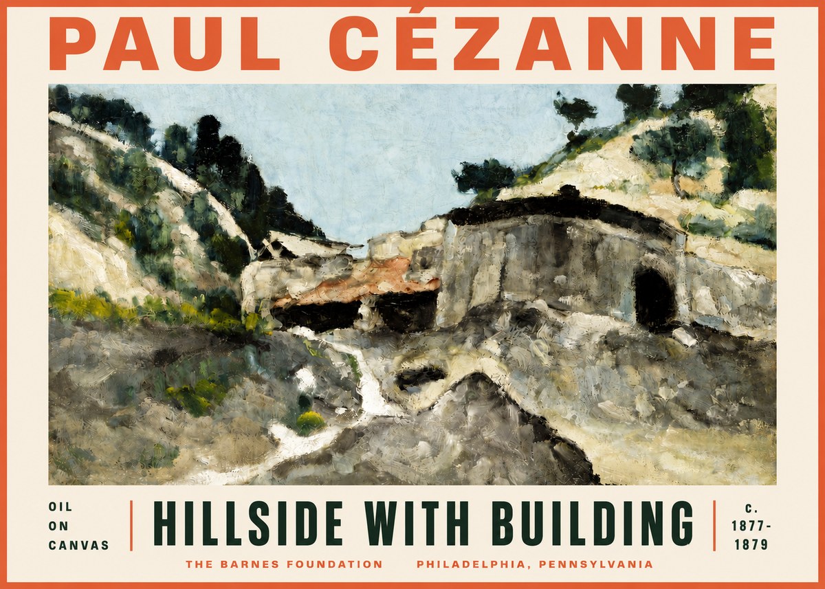 Paul Cézanne Hillside with Building No5 - Juliste