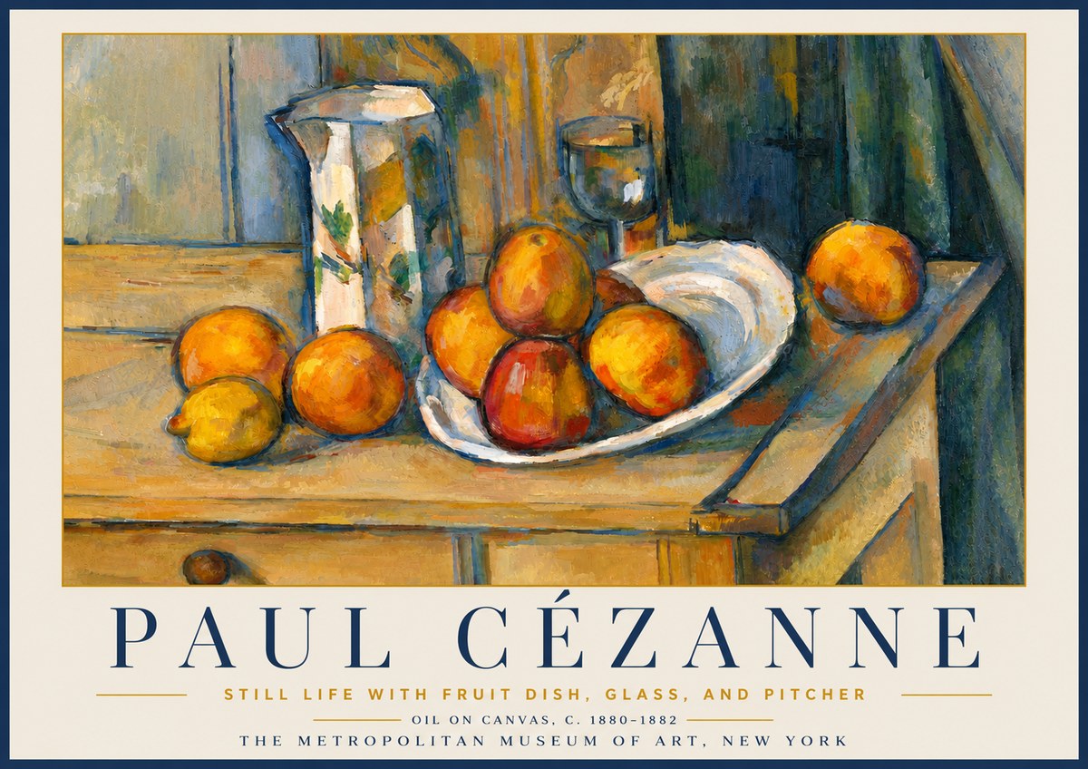 Paul Cézanne Still Life with Fruit Dish, Glass, and Pitcher No6 - Juliste