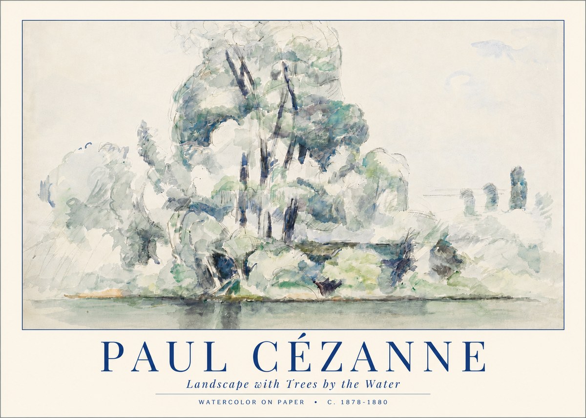 Paul Cézanne Landscape with Trees by the Water No3 - Juliste