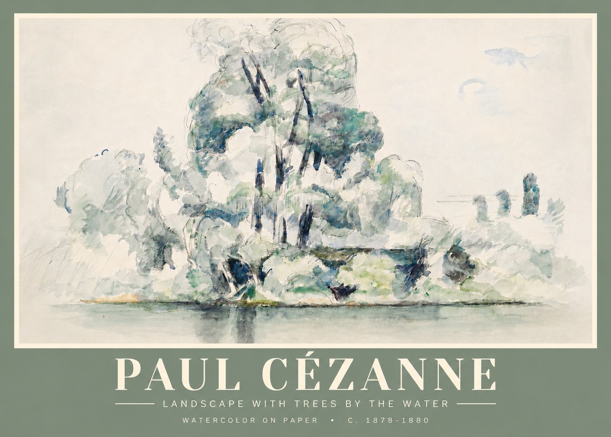 Paul Cézanne Landscape with Trees by the Water No4 - Juliste