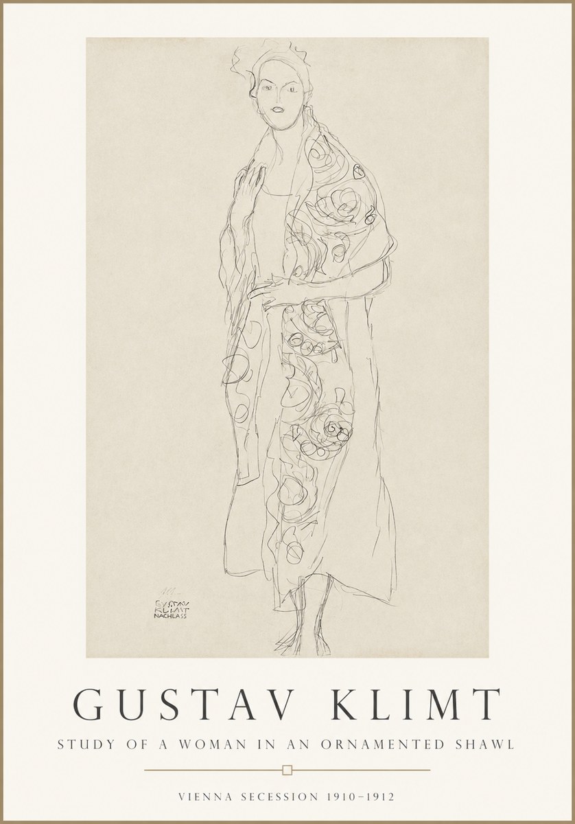 Klimt Study of a Woman in an Ornamented Shawl No1 - Juliste
