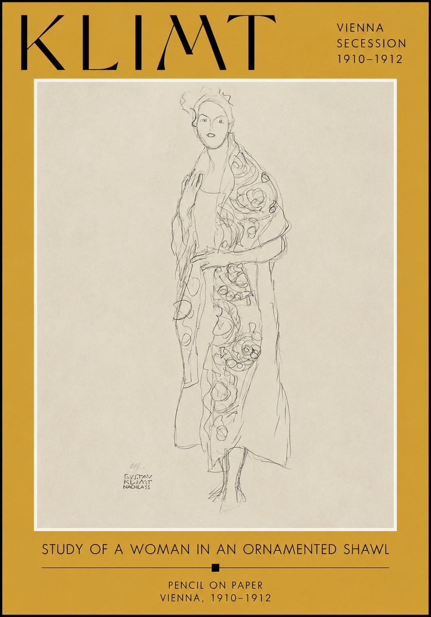 Klimt Study of a Woman in an Ornamented Shawl No2 - Juliste