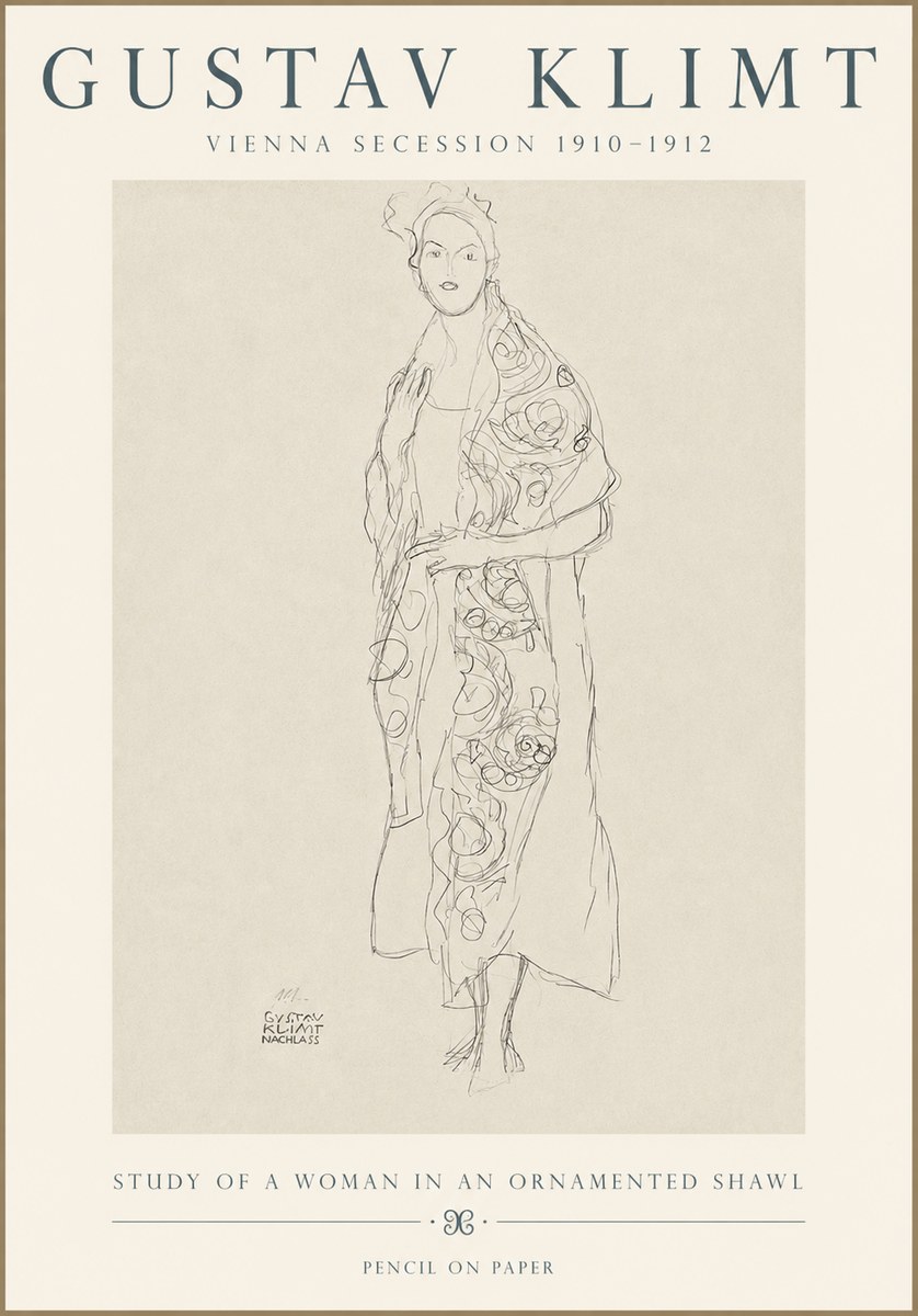 Klimt Study of a Woman in an Ornamented Shawl No3 - Juliste