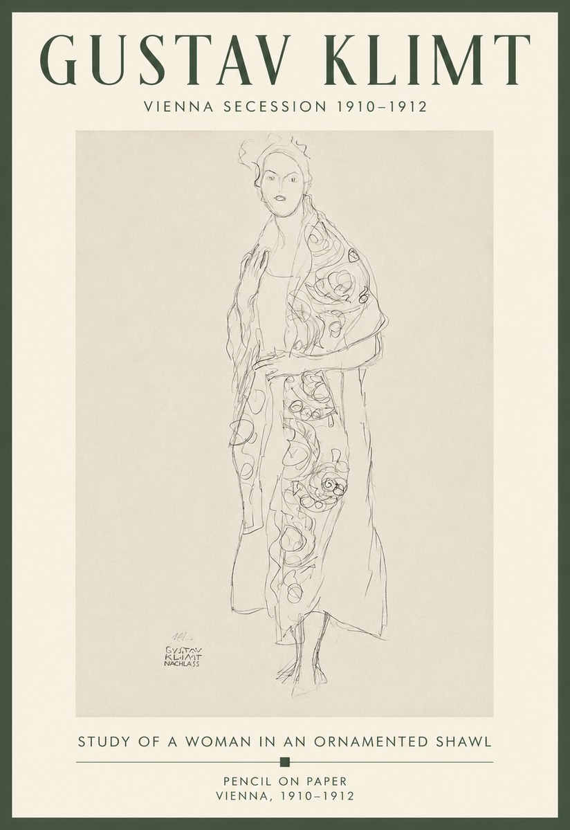 Klimt Study of a Woman in an Ornamented Shawl No5 - Juliste