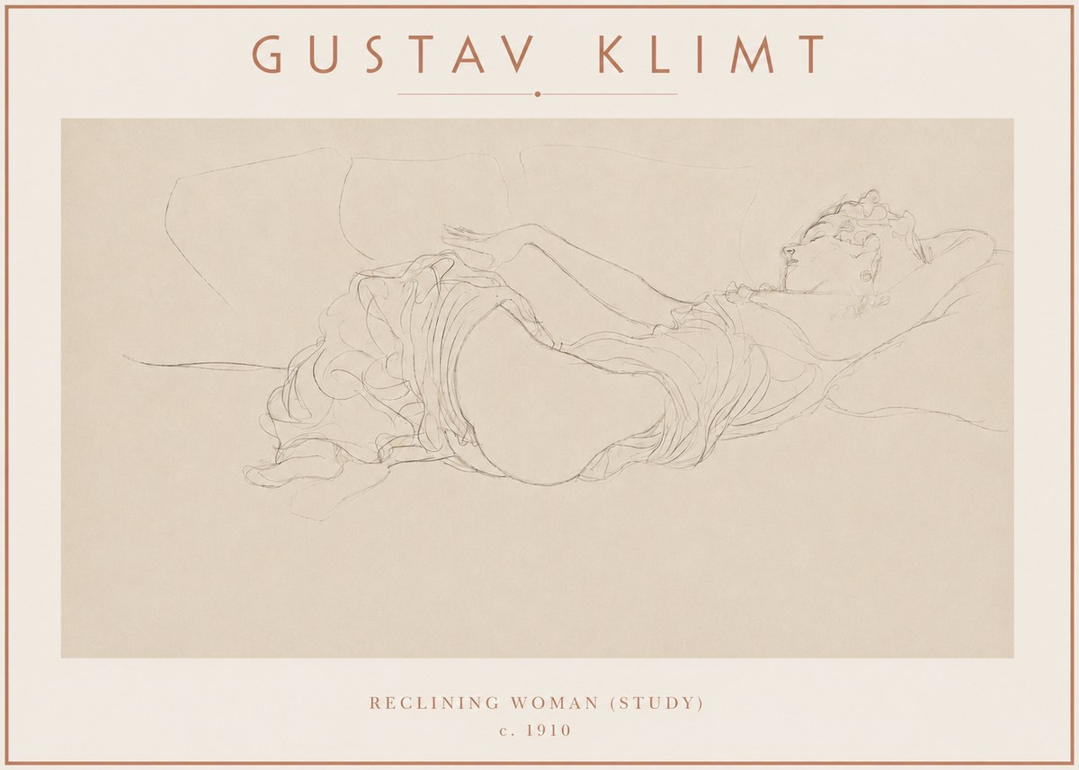 Klimt Reclining Woman (Study) No3 - Juliste