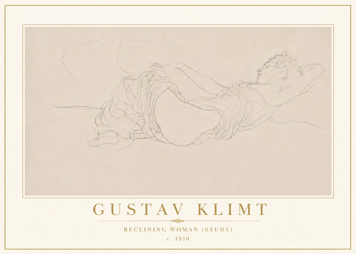 Klimt Reclining Woman (Study) No5 - Juliste
