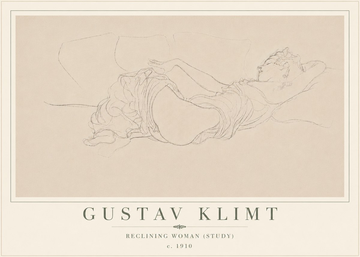 Klimt Reclining Woman (Study) No6 - Juliste