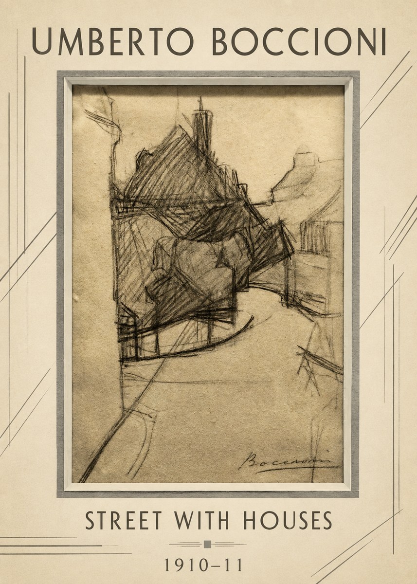 Umberto Boccioni Street with Houses No1 - Juliste