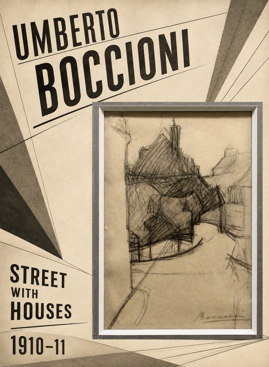 Umberto Boccioni Street with Houses No2 - Juliste