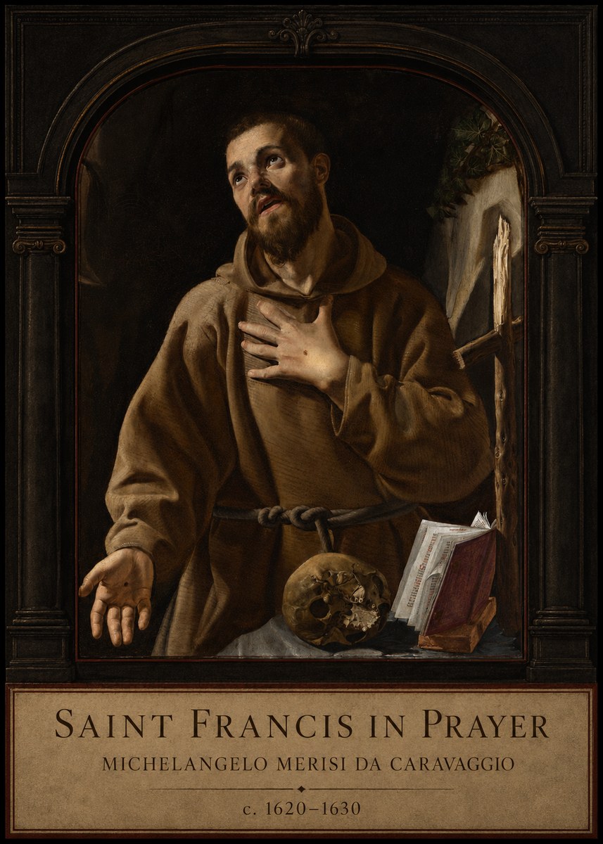 Michelangelo Merisi da Caravaggio Saint Francis in Prayer I No3 - Juliste