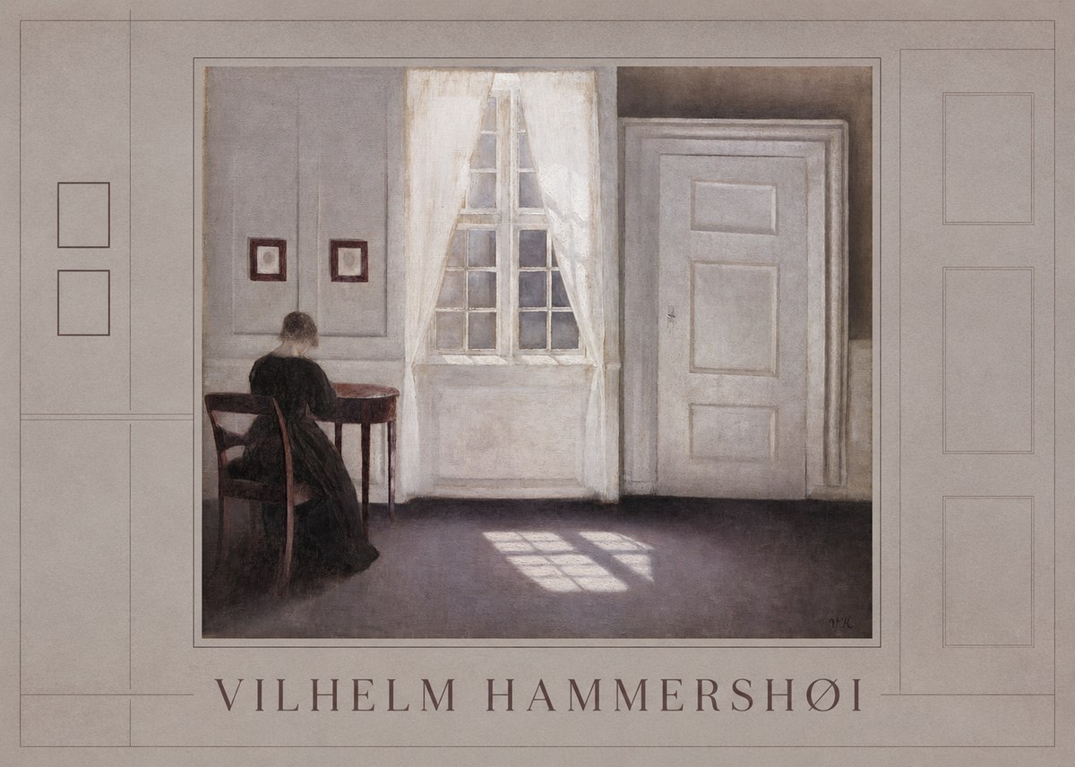 Vilhelm Hammershøi Interior with a Woman from the Back No1 - Juliste