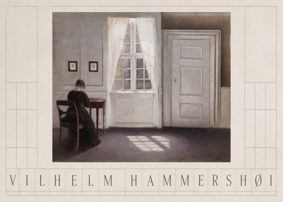 Vilhelm Hammershøi Interior with a Woman from the Back No3 - Juliste