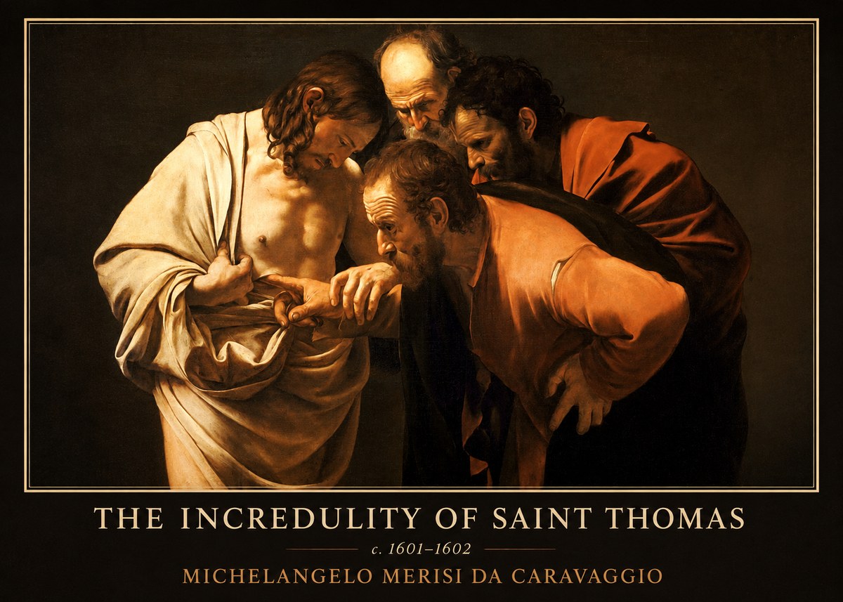 Michelangelo Merisi da Caravaggio The Incredulity of Saint Thomas II No5 - Juliste